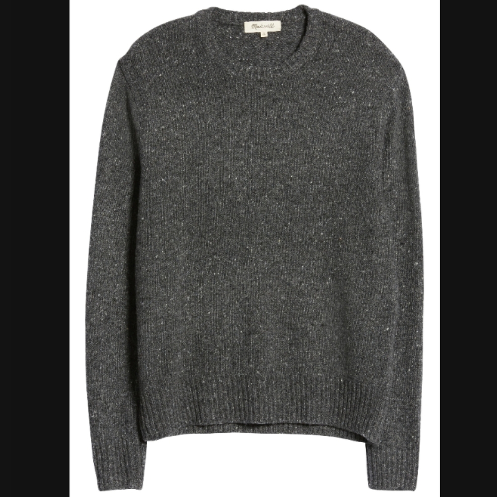 Madewell Crewneck Sweater Coal Donegal (marled gray) merino wool Size L